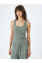 Textured U Collar Comfortable Fit - Thick Strap Tank Top - 3