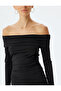 Mini Length Pencil Form Long Sleeve Off-The-Shoulder Madonna Neckline Dress - 5