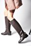 Brielle Brown Women's Biker Boots Without Zipper, Thin Faux Fur Lining