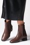 Shania Brown Thin Fur Lined Elastic Blunt Toe Women's Heeled Boots - 4