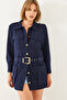 Women's Navy Blue Casual Cargo Jacket Mbms020 60501020 - 3