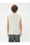 Crew Neck Textured Cotton Blend Sleeveless T-Shirt - 4