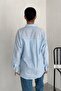 Women's Light Blue Striped 100% Cotton Oversize Shirt (Buy Size 1 Small) - 4