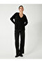 Soft Textured Long Sleeve Basic V-Neck Oversized Knitwear Chenille Sweater - 2