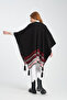 Ethnic Patterned Poncho, Fisherman Stitch Button Detailed Poncho, Outerwear Poncho, Knitwear Stylish Poncho - 6
