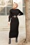 Crew Neck Knitwear Dress Black