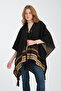 Ethnic Patterned Poncho, Fisherman Stitch Button Detailed Poncho, Outerwear Poncho, Knitwear Stylish Poncho - 4