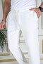 Men's White Italian Cut Slim Fit Lycra Elastic Double Leg Fabric Trousers School Nurse - 5