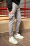 Men's Gabardine Pants with Elastic Waist and Cuffs, Cargo Pocket - 3