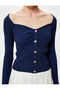 Heart Collar Knitwear Sweater with Gold Button Detail and Long Sleeves - 5