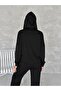 Women's Black Zippered Hooded Modal Tracksuit Set - 6