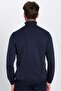 Men's Slim Fit Slim Fit Soft Textured Non-Pilling Navy Blue Full Turtleneck Knitwear Sweater - 5