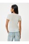 Semi-Transparent V-Neck T-Shirt Short Sleeve Textured - 4