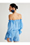 X Melis Ağazat - Ruffled Crop Off-Shoulder Top with Floral Long Sleeves - 4