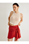 X Melis Ağazat - Double-Breasted Mini Skirt with Side Tie Textured, Textured , Slim Fit - 2