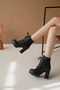 Leather Women's Black High-Heeled Boots 0012sp01 - 4