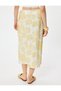 X Selected by Melis Ağazat - Floral Midi Length Double-Breasted Skirt with Side Ties in Viscose Fabric - 4