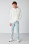 Jorge Men's Soft Hooded Organic Cotton Kangaroo Pocket Regular Ecru Sweatshirt - 4