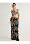X Melis Ağazat - Wide Leg Pants High Waist Ethnic Patterned Viscous Fabric with Pockets - 2