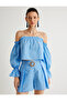 X Melis Ağazat - Ruffled Crop Off-Shoulder Top with Floral Long Sleeves - 3