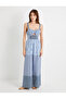 Wide Leg Jumpsuit with Patterned Window Detail and Straps, Gipeli Cotton - 3