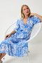 Wraped Collar Floral Summer Viscose Dress Blue Lrv0077 - 6