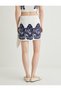 X Selected by Melis Ağazat - Linen Blend Short Skirt with Floral Double-Breasted Tie - 4