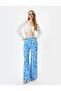 Wide Leg Floral Trousers Viscose Standard Waist