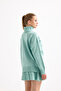 Mint Green Pleated Mini Skirt Turtleneck Sweater Bottom Top Knitwear Set - 6