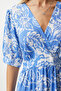 Wraped Collar Floral Summer Viscose Dress Blue Lrv0077 - 7