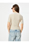 Short Sleeve Textured Half Zipper Polo Neck Knitwear Sweater - 4