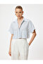 Crop Linen Shirt Short Sleeves Pocket Detail Comfortable Fit - 3