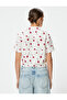 Lollipop Printed Crop Shirt with Tie Detail and Short Sleeves - 4