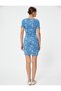 Floral Mini Pencil Dress Short Sleeve Slim Fit Cotton - 4