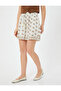 Floral Linen Blend Shorts with Elastic Waist and Tie - 3