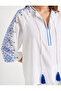 Ethnic Embroidered Blouse with Tassel Detail on the Collar - 5