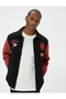 College Jacket Embroidered Snap Button Pocket Classic Collar - 2