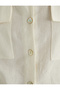 Crop Shirt Linen Blend Long Sleeve with Pockets Buttoned - 6