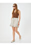Floral Linen Blend Shorts with Elastic Waist and Tie