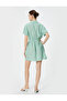 Mini Dress Short Sleeve Pocket Detail Crew Neck - 4