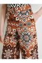 Wide Leg Trousers Ethnic Patterned Pocket Detailed Belted - 5