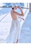 Halter Neck Flounce Dress Lined Midi Length A-Line - 2