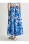 Midi Floral Skirt with Slit Waist Detail High Waist - 4
