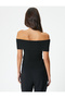 Madonna Collar Off-The-Shoulder Sweater Knitwear Short Sleeve - 4