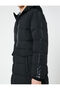 Long Coat Anorak Hooded Pocket Stripe Printed - 5