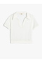 Crop Mesh T-Shirt Polo Neck Short Sleeve - 7