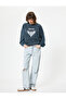 Three Yarn Printed Pale Effect Oversize Sweatshirt - Crew Neck