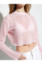 Crop Crochet T-Shirt Long Sleeve Crew Neck Openwork - 5
