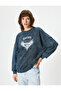 Three Yarn Printed Pale Effect Oversize Sweatshirt - Crew Neck - 3