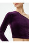 Velvet One Shoulder T-Shirt Crop - 5